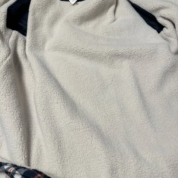 Navy and White Plaid Button-Up Shirt